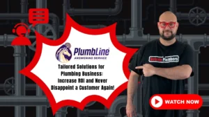 A man is pointing at a sign that says plumbline