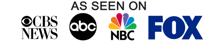 Logos for cbs abc and nbc are seen on a white background