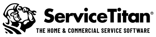 A black and white logo for service titan the home and commercial service software