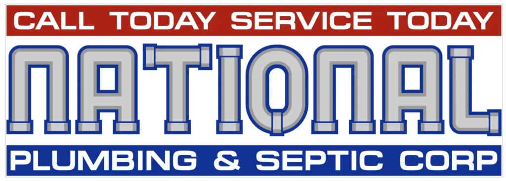 A national plumbing and septic corp logo that says call today service today