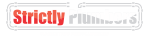 A red and white logo for strictly runners