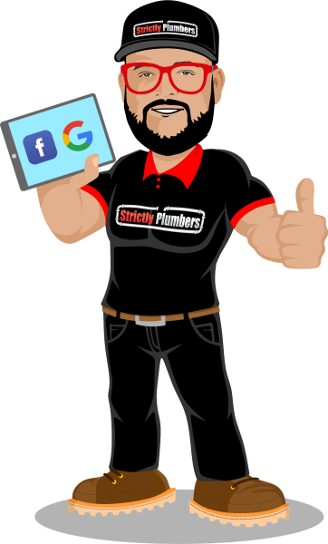 A man with a beard is holding a tablet and giving a thumbs up.